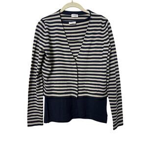 Akris Punto Blue Tan Wool Cardigan Tank Combo Sz 8